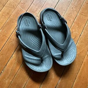 Crocs gray kids 10 ortho rubber washable elastic back sandals